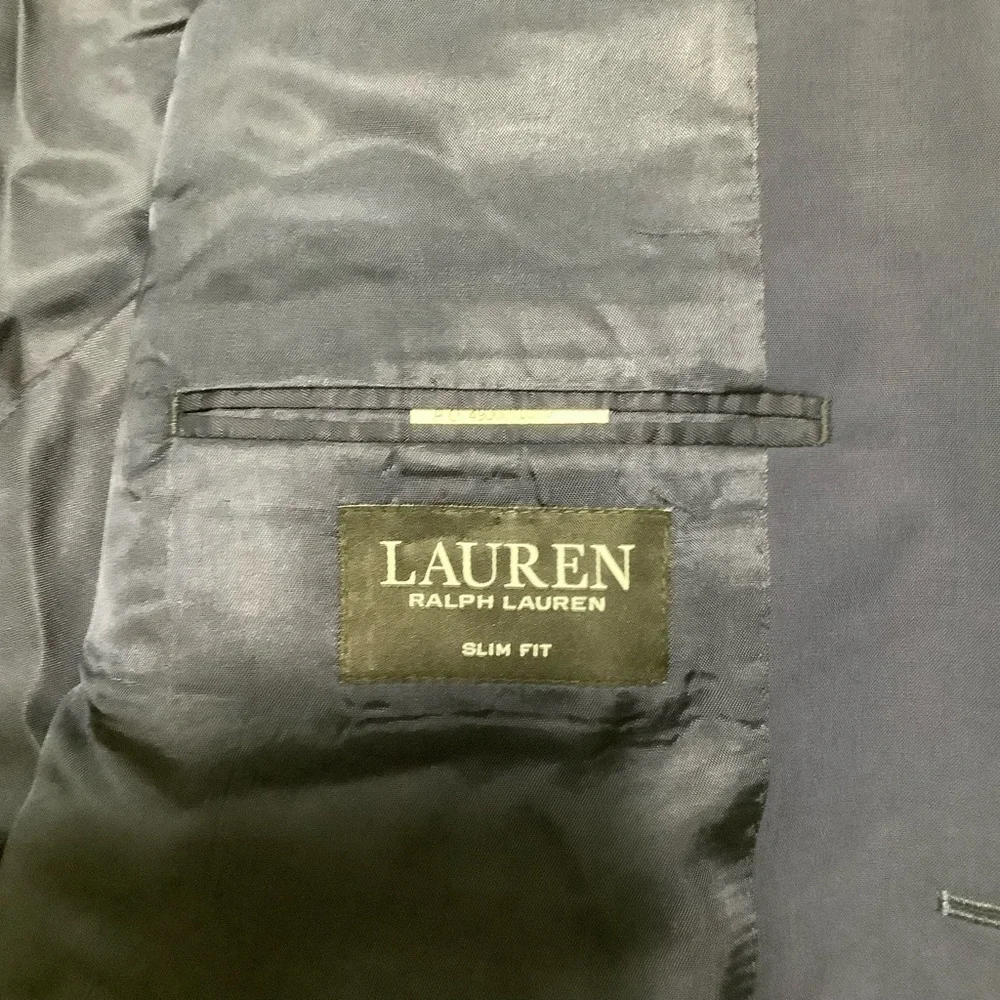 Lauren Ralph Lauren Black Label Wool Blazer Sz 42L Navy Blue Two Button